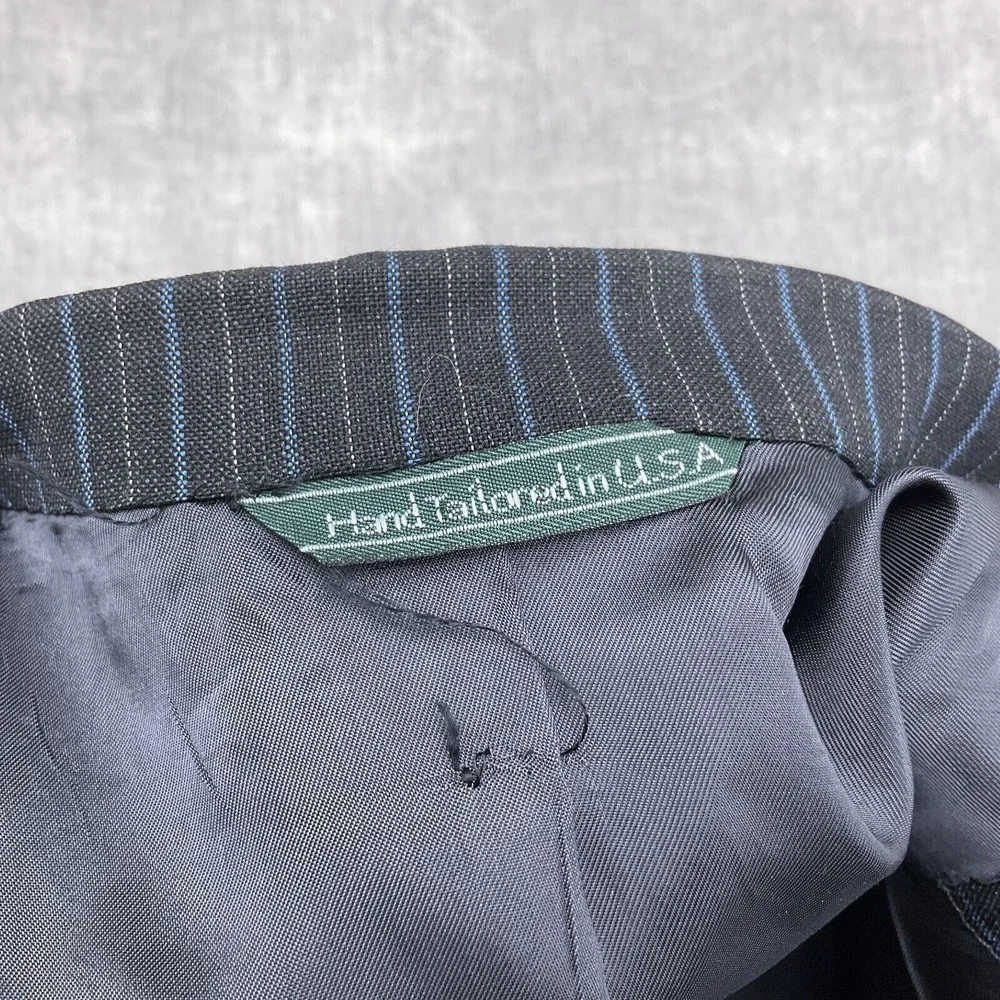 Joseph Scafidi Suit Men 44R Gray Blue Pinstripe Bespoke Classic Career Party 2pc